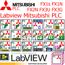 Labview Mitsubishi PLC FX1S FX1N FX2N FX3U FX3G